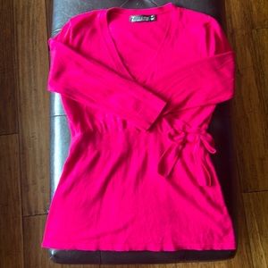 New York & Company Faux Wrap Lightweight Sweater with 3/4  Sleeves